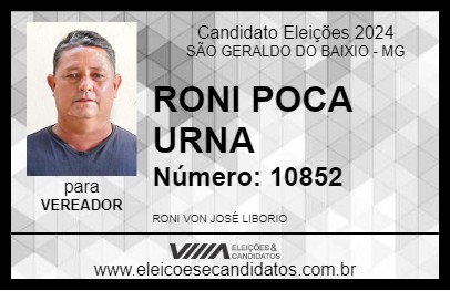 Candidato RONI POCA URNA 2024 - SÃO GERALDO DO BAIXIO - Eleições