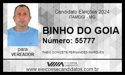 Candidato BINHO DO GOIA 2024 - ITAMOGI - Eleições