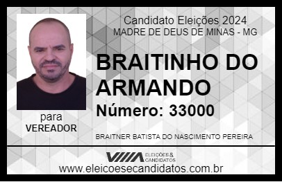 Candidato BRAITINHO DO ARMANDO 2024 - MADRE DE DEUS DE MINAS - Eleições