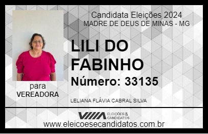 Candidato LILI DO FABINHO 2024 - MADRE DE DEUS DE MINAS - Eleições