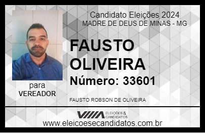 Candidato FAUSTO OLIVEIRA 2024 - MADRE DE DEUS DE MINAS - Eleições