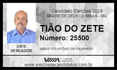 Candidato TIÃO DO ZETE 2024 - MADRE DE DEUS DE MINAS - Eleições