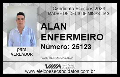 Candidato ALAN ENFERMEIRO 2024 - MADRE DE DEUS DE MINAS - Eleições