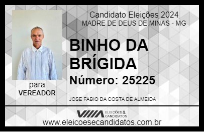 Candidato BINHO DA BRÍGIDA 2024 - MADRE DE DEUS DE MINAS - Eleições