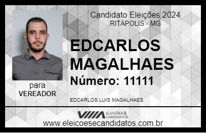 Candidato EDCARLOS MAGALHAES 2024 - RITÁPOLIS - Eleições