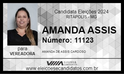 Candidato AMANDA ASSIS 2024 - RITÁPOLIS - Eleições