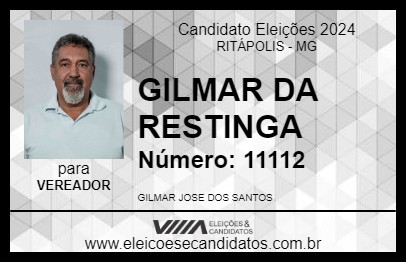 Candidato GILMAR DA RESTINGA 2024 - RITÁPOLIS - Eleições