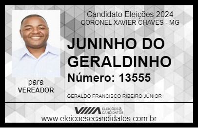 Candidato JUNINHO DO GERALDINHO 2024 - CORONEL XAVIER CHAVES - Eleições