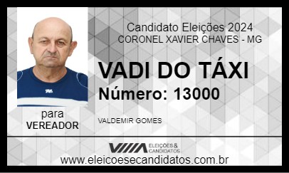 Candidato VADI DO TÁXI 2024 - CORONEL XAVIER CHAVES - Eleições