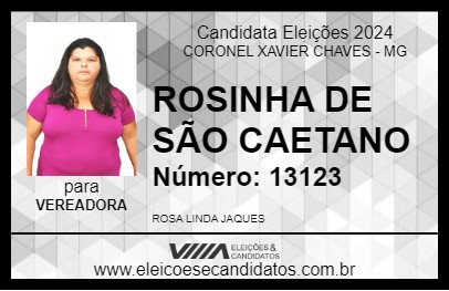 Candidato ROSINHA DE SÃO CAETANO 2024 - CORONEL XAVIER CHAVES - Eleições