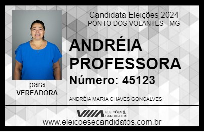 Candidato ANDRÉIA PROFESSORA 2024 - PONTO DOS VOLANTES - Eleições