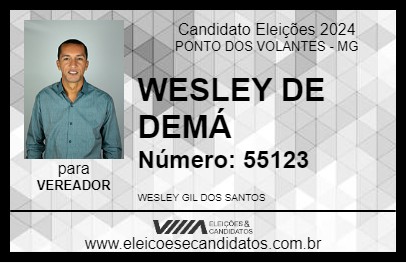 Candidato WESLEY DE DEMÁ 2024 - PONTO DOS VOLANTES - Eleições