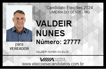 Candidato VALDEIR NUNES 2024 - LIMEIRA DO OESTE - Eleições