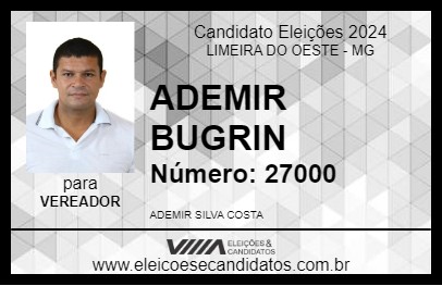 Candidato ADEMIR BUGRIN 2024 - LIMEIRA DO OESTE - Eleições