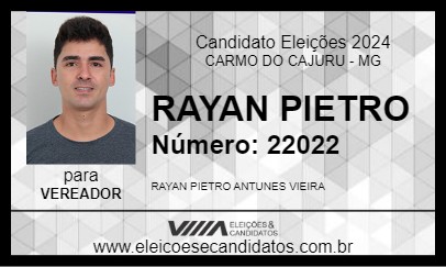 Candidato RAYAN PIETRO 2024 - CARMO DO CAJURU - Eleições