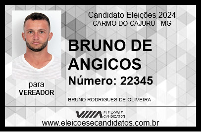 Candidato BRUNO DE ANGICOS 2024 - CARMO DO CAJURU - Eleições