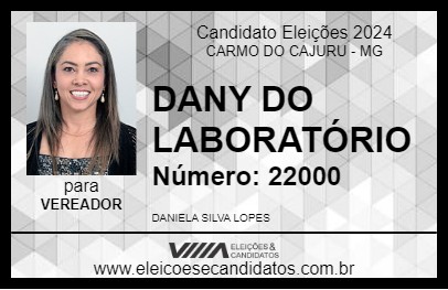 Candidato DANY DO LABORATÓRIO 2024 - CARMO DO CAJURU - Eleições