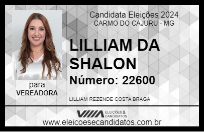 Candidato LILLIAM DA SHALON 2024 - CARMO DO CAJURU - Eleições