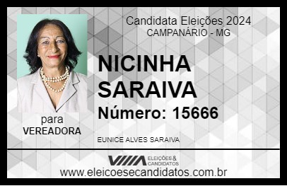 Candidato NICINHA SARAIVA 2024 - CAMPANÁRIO - Eleições