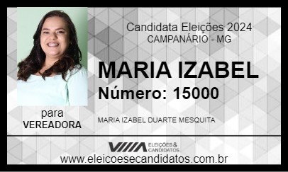 Candidato MARIA IZABEL 2024 - CAMPANÁRIO - Eleições