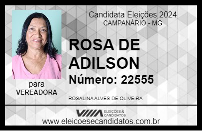 Candidato ROSA DE ADILSON 2024 - CAMPANÁRIO - Eleições