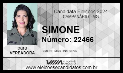 Candidato SIMONE 2024 - CAMPANÁRIO - Eleições