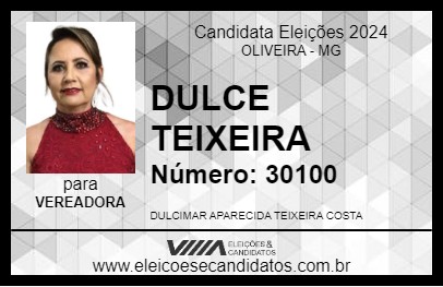 Candidato DULCE TEIXEIRA 2024 - OLIVEIRA - Eleições