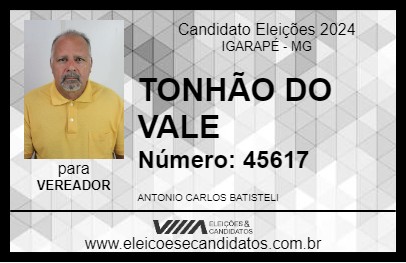 Candidato TONHÃO DO VALE 2024 - IGARAPÉ - Eleições