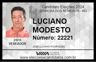 Candidato LUCIANO MODESTO 2024 - SENHORA DOS REMÉDIOS - Eleições