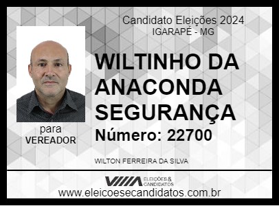 Candidato WILTINHO DA ANACONDA SEGURANÇA 2024 - IGARAPÉ - Eleições