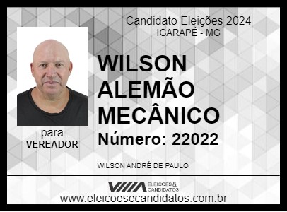 Candidato WILSON ALEMÃO MECÂNICO 2024 - IGARAPÉ - Eleições