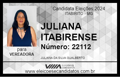 Candidato JULIANA ITABIRENSE 2024 - ITABIRITO - Eleições