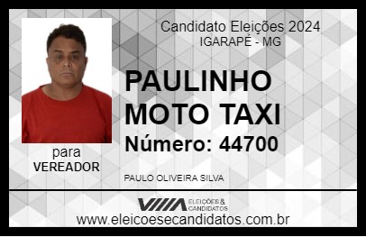 Candidato PAULINHO MOTO TAXI 2024 - IGARAPÉ - Eleições