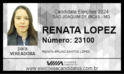 Candidato RENATA LOPEZ 2024 - SÃO JOAQUIM DE BICAS - Eleições