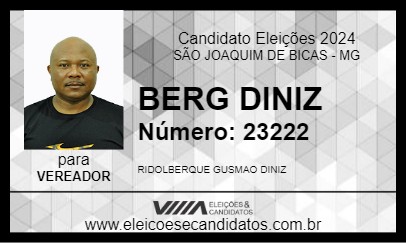 Candidato BERG DINIZ 2024 - SÃO JOAQUIM DE BICAS - Eleições