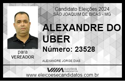 Candidato ALEXANDRE DO UBER 2024 - SÃO JOAQUIM DE BICAS - Eleições