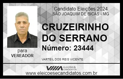 Candidato CRUZEIRINHO DO SERRANO 2024 - SÃO JOAQUIM DE BICAS - Eleições