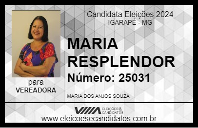 Candidato MARIA RESPLENDOR 2024 - IGARAPÉ - Eleições