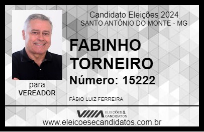 Candidato FABINHO TORNEIRO 2024 - SANTO ANTÔNIO DO MONTE - Eleições