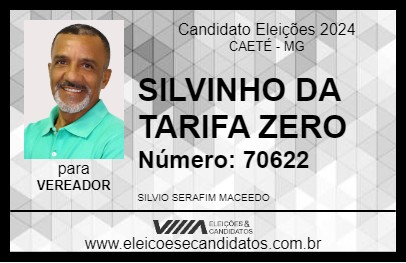 Candidato SILVINHO DA TARIFA ZERO 2024 - CAETÉ - Eleições