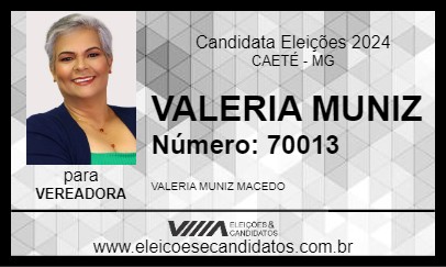 Candidato VALERIA MUNIZ 2024 - CAETÉ - Eleições