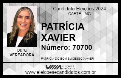 Candidato PATRÍCIA XAVIER 2024 - CAETÉ - Eleições