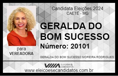 Candidato GERALDA DO BOM SUCESSO 2024 - CAETÉ - Eleições