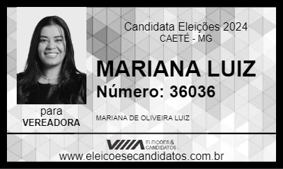 Candidato MARIANA LUIZ 2024 - CAETÉ - Eleições