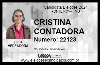 Candidato CRISTINA CONTADORA 2024 - PONTE NOVA - Eleições