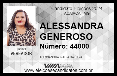 Candidato ALESSANDRA GENEROSO 2024 - ACAIACA - Eleições