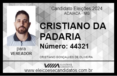 Candidato CRISTIANO DA PADARIA 2024 - ACAIACA - Eleições