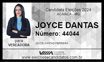 Candidato JOYCE DANTAS 2024 - ACAIACA - Eleições