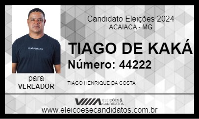 Candidato TIAGO DE KAKÁ 2024 - ACAIACA - Eleições