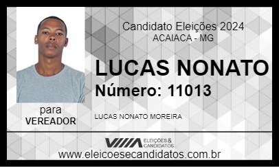 Candidato LUCAS NONATO 2024 - ACAIACA - Eleições